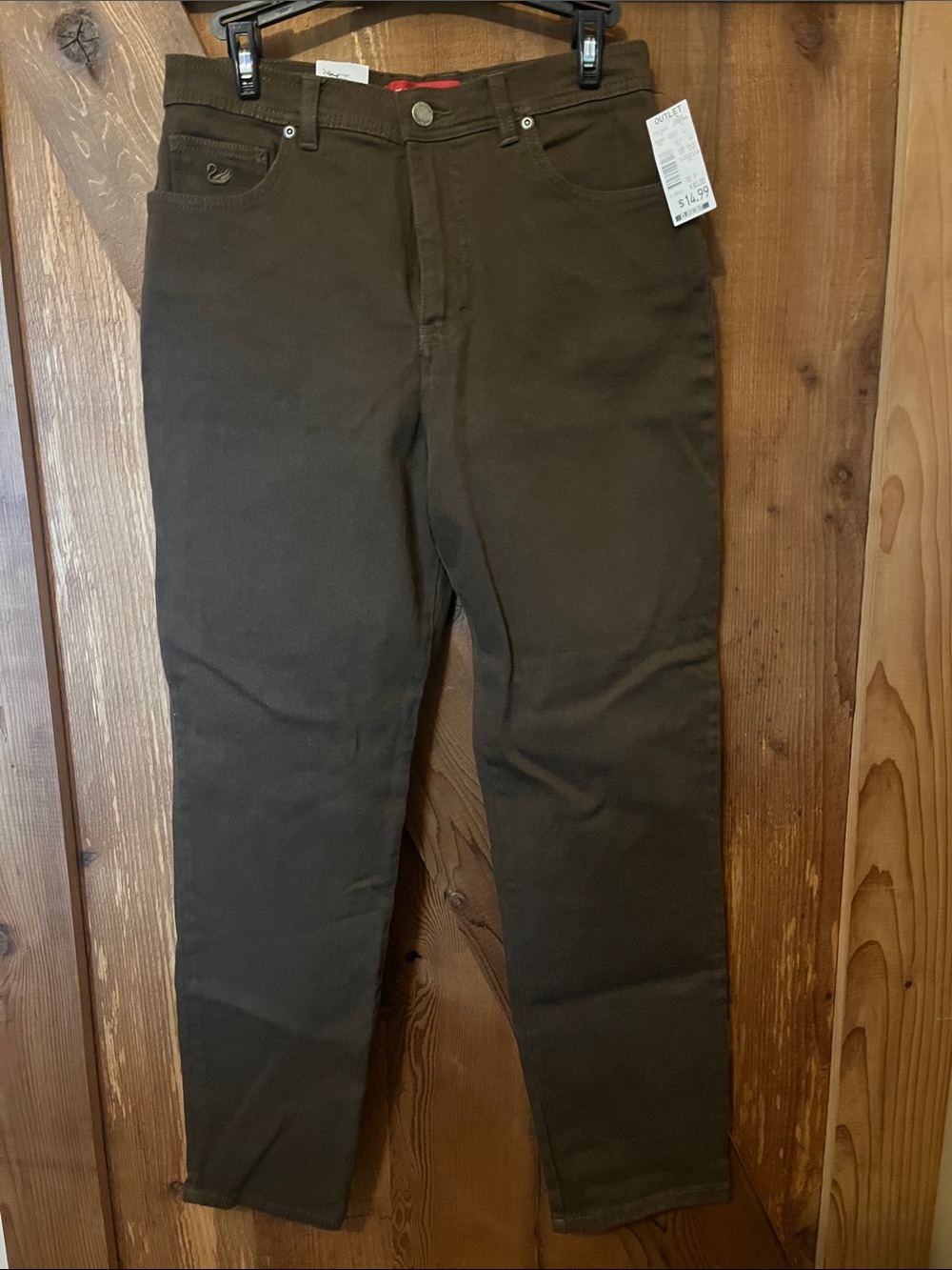 Gloria Vanderbilt Olive Brown Slim Straight Chinos